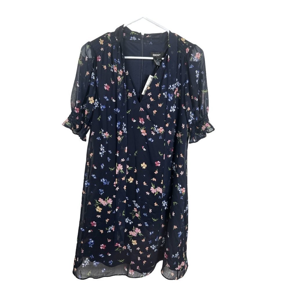 DKNY, NWT navy blue floral dress, size 6‎